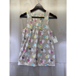 Zoe & Bella Pajama Elephant Print Tank Top Women’s SZ S NWT-5154